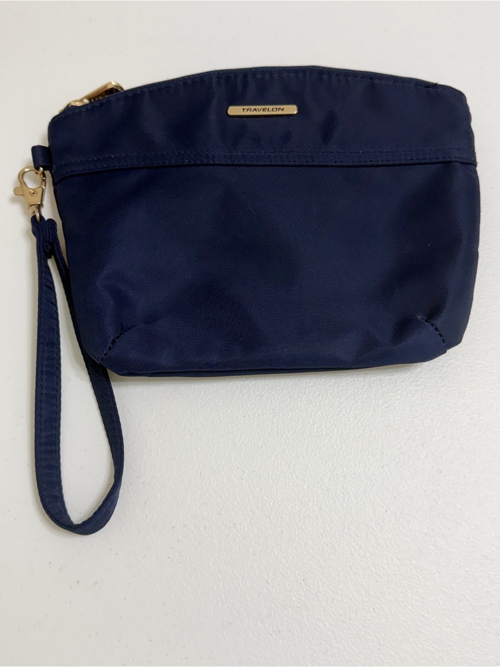Travelon RFID Blocking Navy Blue Nylon Wristlet / Cosmetic Pouch